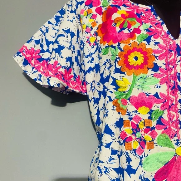 Floral Blue and Pink Dress - Picture 6 of 16